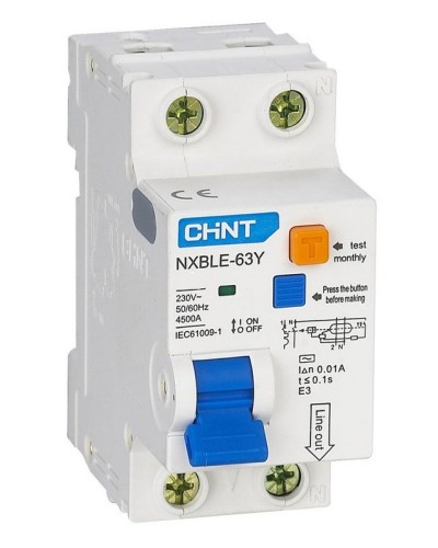 NXBLE-63Y (R) 1п+N C 6А 30мА электронный тип AC 4.5кА CHINT (105540). Автоматический выключатель дифференциального тока. CHINT в Обнинске