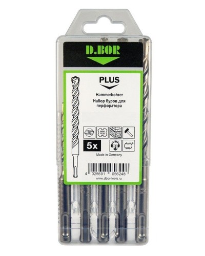 Набор буров SDS-plus V PLUS 5шт, 2-cutting (242030): Набор буров SDS-plus (6х110 мм; 6,8,10,12х160 мм) в Обнинске