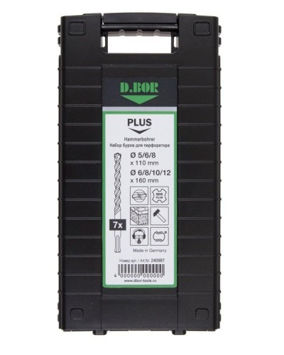 Набор буров SDS-plus V PLUS 7шт, 2-cutting (240987). Набор буров SDS-plus (5,6,8х110 мм; 6,8,10,12х160 мм). D.BOR в Обнинске
