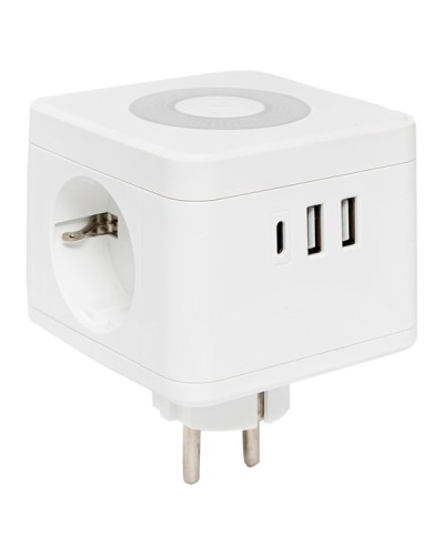 Тройник Куб 2 гнезда 2USB 2,4А+Type C + Ночник. Тройник Куб. EKF в Обнинске