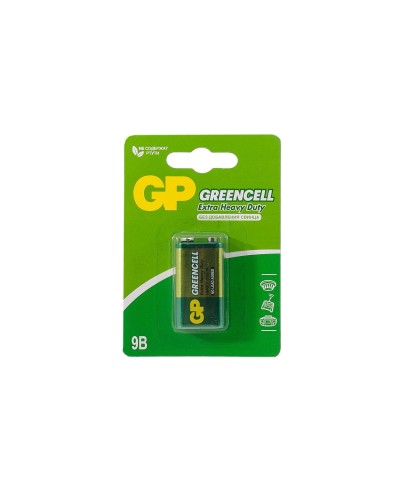 GP GreenCell 9V Крона (GP 1604GLF-2CR1), БЛИСТЕР. Солевая батарейка. GP Batteries в Обнинске