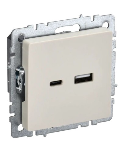 Розетка USB A+C 18Вт РЮ11-1-БрКр бежевый BRITE (BR-U22-018-K10). Розетка USB. IEK в Обнинске