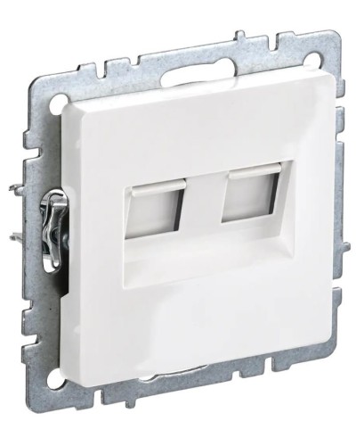 Розетка RJ11+RJ45 РК/Т12-БрБ белая BRITE (BR-KT20-O-1-K01). Розетка двойная. IEK в Обнинске