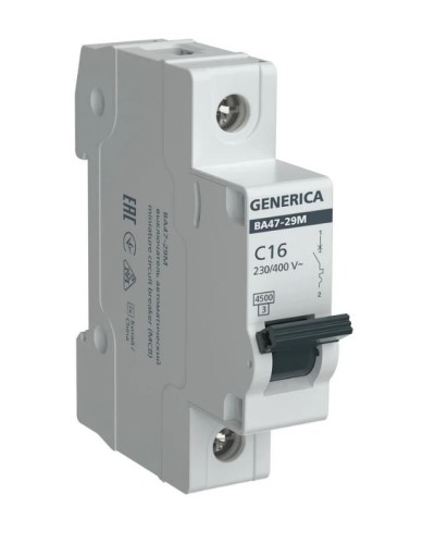 GENERICA ВА47-29М 1P C 16А 4,5кА (MVA21-1-016-C-G). Автоматический выключатель. IEK в Обнинске
