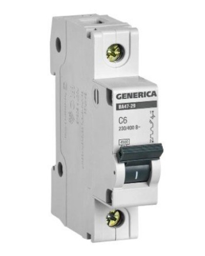 GENERICA ВА47-29 1P C 6А 4,5кА (MVA25-1-006-C). Автоматический выключатель. IEK в Обнинске