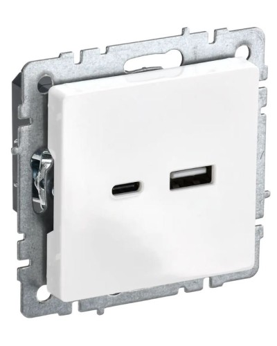 Розетка USB A+C 18Вт РЮ11-1-БрБ белый BRITE (BR-U22-018-K01). Розетка USB. IEK в Обнинске