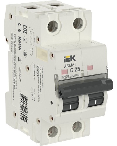 M10N 2P C 25А 10кА ARMAT (AR-M10N-2-C025). Автоматический выключатель. IEK в Обнинске