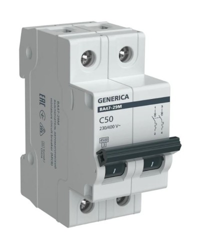 GENERICA ВА47-29М 2P C 50А 4,5кА (MVA21-2-050-C-G). Автоматический выключатель. IEK в Обнинске
