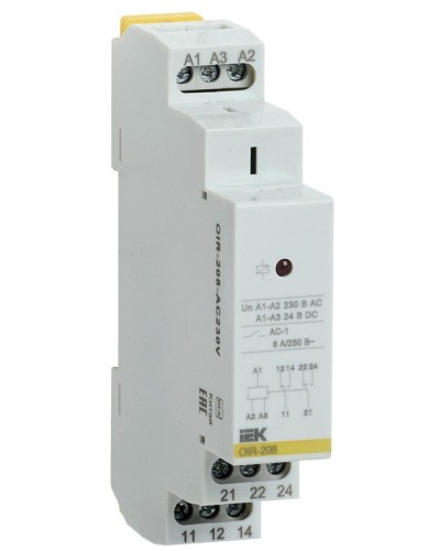 Реле промежуточное модульное OIR 2 контакта 8А 230В AC (OIR-208-AC230V). Реле промежуточное модульное. IEK в Обнинске