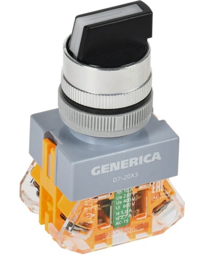 Переключатель D7-20X3 на 3 положения черный GENERICA (BSW50-20X3-3-21-3-K02-G). Переключатель. IEK в Обнинске