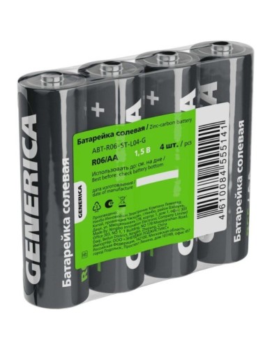 Батарейка солевая R06/AA GENERICA (4 шт) (ABT-R06-ST-L04-G). Батарейка солевая. IEK в Обнинске
