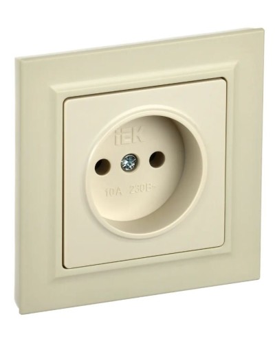 Розетка без з/к в сборе РСР10-1-0-БрКр бежевый BRITE (BR-R10-10-K10-F). Розетка без заземления без защитных шторок. IEK в Обнинске