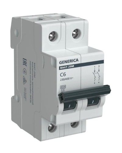 GENERICA ВА47-29М 2P C 6А 4,5кА (MVA21-2-006-C-G). Автоматический выключатель. IEK в Обнинске