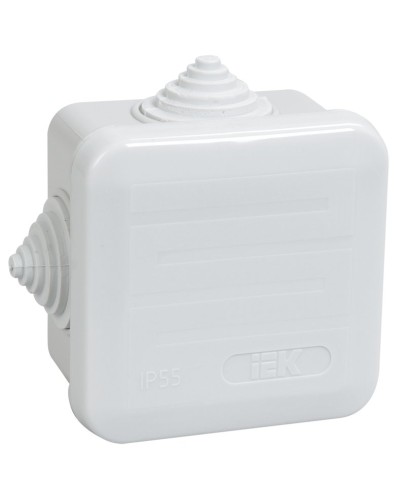 Коробка распаячная КМ41236 70х70х40 открытой проводки IP44 4 гермоввода серая (UKOZ11-070-070-040-K41-44). Коробка распаячная безгалогенная (HF) с защелкивающейся крышкой. IEK в Обнинске