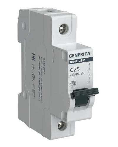 GENERICA ВА47-29М 1P C 25А 4,5кА (MVA21-1-025-C-G). Автоматический выключатель. IEK в Обнинске