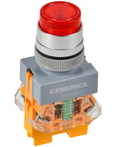 Кнопка D7-11DNZS d=22мм красная GENERICA (BBT50-11DNZS-3-11-K04-G). Кнопка управления с подсветкой и фиксацией. IEK в Обнинске