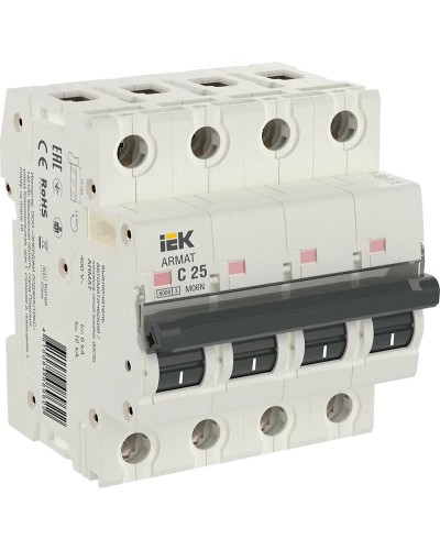 M06N 4P C 25А 6кА ARMAT (AR-M06N-4-C025). Автоматический выключатель. IEK в Обнинске