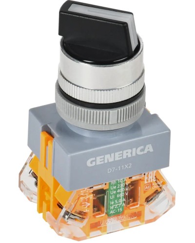 Переключатель D7-11X2 на 2 положения черный GENERICA (BSW50-11X2-3-21-2-K02-G). Переключатель. IEK в Обнинске