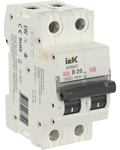 M06N 2P B 20А 6кА ARMAT (AR-M06N-2-B020). Автоматический выключатель. IEK в Обнинске