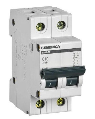GENERICA ВА47-29 2P C 10А 4,5кА (MVA25-2-010-C). Автоматический выключатель. IEK в Обнинске