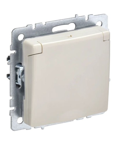 Розетка с з/к РСбш10-3-44-БрКр бежевый BRITE (BR-R16-16-44-K10). Розетка с заземлением с защитными шторками и крышкой. IEK в Обнинске
