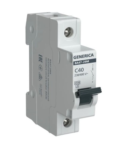 GENERICA ВА47-29М 1P C 40А 4,5кА (MVA21-1-040-C-G). Автоматический выключатель. IEK в Обнинске