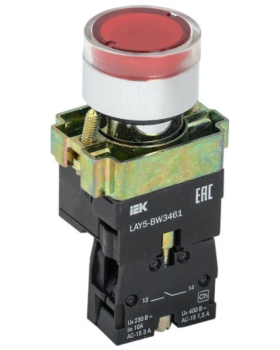 Кнопка LAY5-BW3461 с подсветкой красный 1з (BBT50-BW-K04). Кнопка с подсветкой. IEK в Обнинске