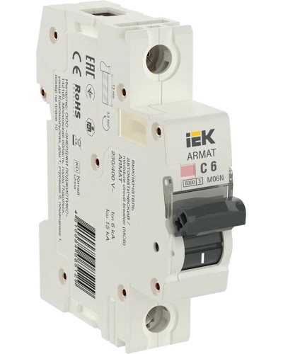M06N 1P C 6А 6кА ARMAT (AR-M06N-1-C006). Автоматический выключатель. IEK в Обнинске