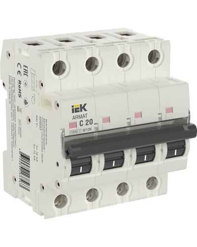 M10N 4P C 20А 10кА ARMAT (AR-M10N-4-C020). Автоматический выключатель. IEK в Обнинске