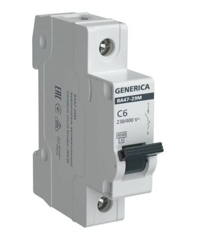 GENERICA ВА47-29М 1P C 6А 4,5кА (MVA21-1-006-C-G). Автоматический выключатель. IEK в Обнинске