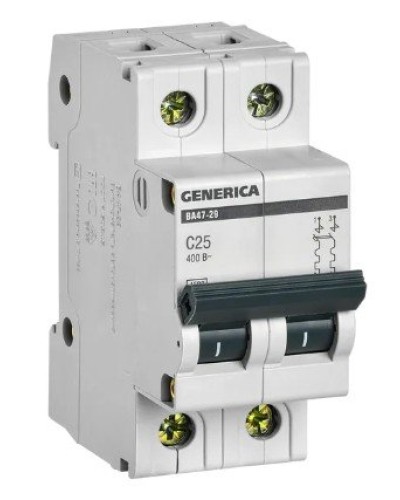 GENERICA ВА47-29 2P C 25А 4,5кА (MVA25-2-025-C). Автоматический выключатель. IEK в Обнинске