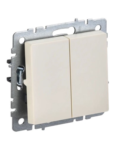 Выключатель 2-клавишный проходной ВС10-2-6-БрКр бежевый BRITE (BR-V22-0-10-K10). Выключатель. IEK в Обнинске