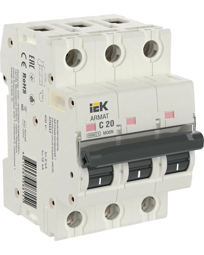 M06N 3P C 20А 6кА ARMAT (AR-M06N-3-C020). Автоматический выключатель. IEK в Обнинске