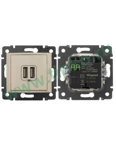 Розетка Valena двойная, USB, слоновая кость (774170). Розетка. LegranD в Обнинске