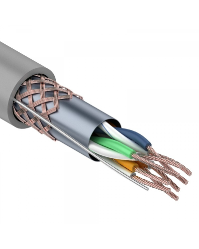 SF/UTP, CAT 5e, PVC, 4PR, 24AWG, INDOOR, STRANDED, серый, 305м, REXANT (01-0343). Кабель «витая пара» (LAN) для структурированных систем связи. Rexant в Обнинске