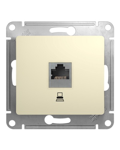 Glossa розетка RJ45 1-местная, кат. 5Е, скрытой установки, механизм, бежевый (GSL000281K). Розетка компьютерная. Systeme Electric в Обнинске