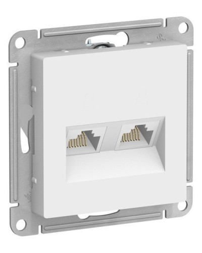 AtlasDesign розетка RJ45+RJ45, 2-местная, скрытой установки, механизм, белый (ATN000185). Розетка компьютерная. Systeme Electric в Обнинске