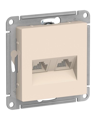 AtlasDesign розетка RJ45+RJ45, 2-местная, скрытой установки, механизм, бежевый (ATN000285). Розетка компьютерная. Systeme Electric в Обнинске