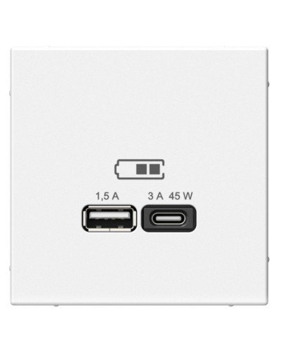 ArtGallery розетка USB тип-A+C 45Вт, скрытой установки, механизм, белый (GAL000129). Розетка USB. Systeme Electric в Обнинске