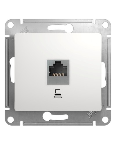 Glossa розетка RJ45 1-местная, кат. 5Е, скрытой установки, механизм, белый (GSL000181K). Розетка компьютерная. Systeme Electric в Обнинске