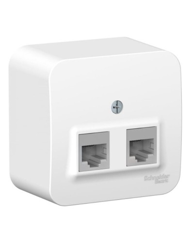 BLANCA розетка RJ45 2-местная, кат. 5Е, открытой установки, белый (BLNIA045451). Розетка компьютерная с изолированной пластиной. Systeme Electric в Обнинске