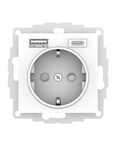 AtlasDesign розетка 1-местная с 2 USB A+C, скрытой установки, механизм, белый (ATN000132). Розетка с USB. Systeme Electric в Обнинске