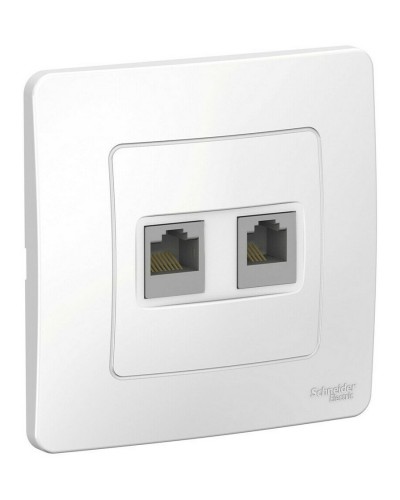 BLANCA розетка RJ45+RJ11 2-местная, кат. 5Е, скрытой установки, белый (BLNIS045111). Розетка компьютерная + телефонная. Systeme Electric в Обнинске