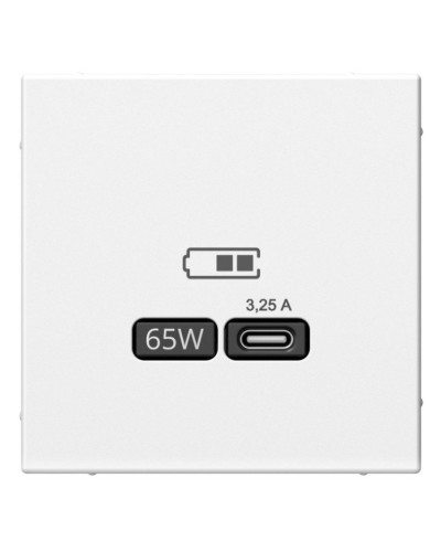 ArtGallery розетка USB тип-С 65Вт высокоскоростной заряд. QC, PD, скрытой установки, механизм, белый (GAL000127). Розетка USB. Systeme Electric в Обнинске