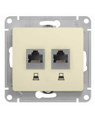 Glossa розетка RJ11+RJ45, 2-местная, кат. 5Е, скрытой установки, механизм, бежевый (GSL000285). Розетка компьютерная + телефонная. Systeme Electric в Обнинске