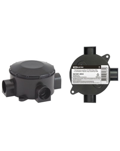 Распаячная коробка ОП D80х35мм, IP42, 3-х рожковая, черная TDM (SQ1401-4054). Распаячная коробка ОП. TDM ЕLECTRIC в Обнинске