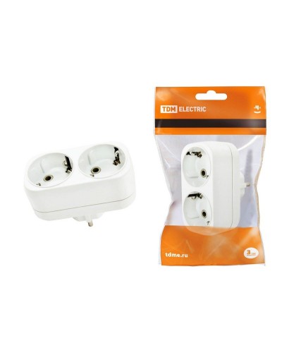 Блок на 2 гнезда 2П+З плоский 16А 250B TDM (SQ1806-0026). Розетка. TDM ЕLECTRIC в Обнинске