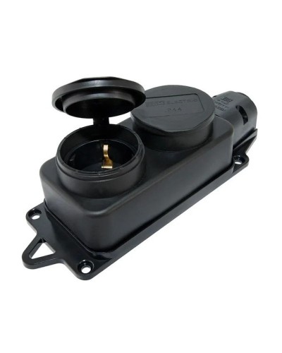 Розетка двухместная 2Р+РЕ 16А 250В IP44 (SQ0612-0010). Розетка двухместная с заглушками каучук. TDM ЕLECTRIC в Обнинске