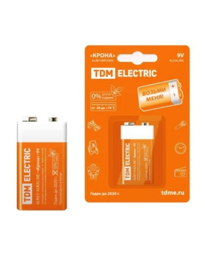 6LR61 Крона 9V BP-1 TDM (SQ1702-0013). Элемент питания. TDM ЕLECTRIC в Обнинске