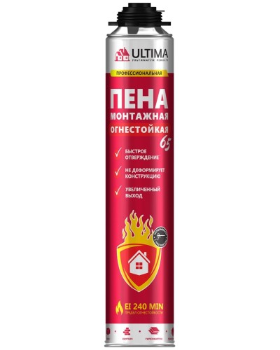 Пена огнестойкая ULTIMA PRO 65, 850 мл. Пена монтажная профессиональная. ULTIMA в Обнинске